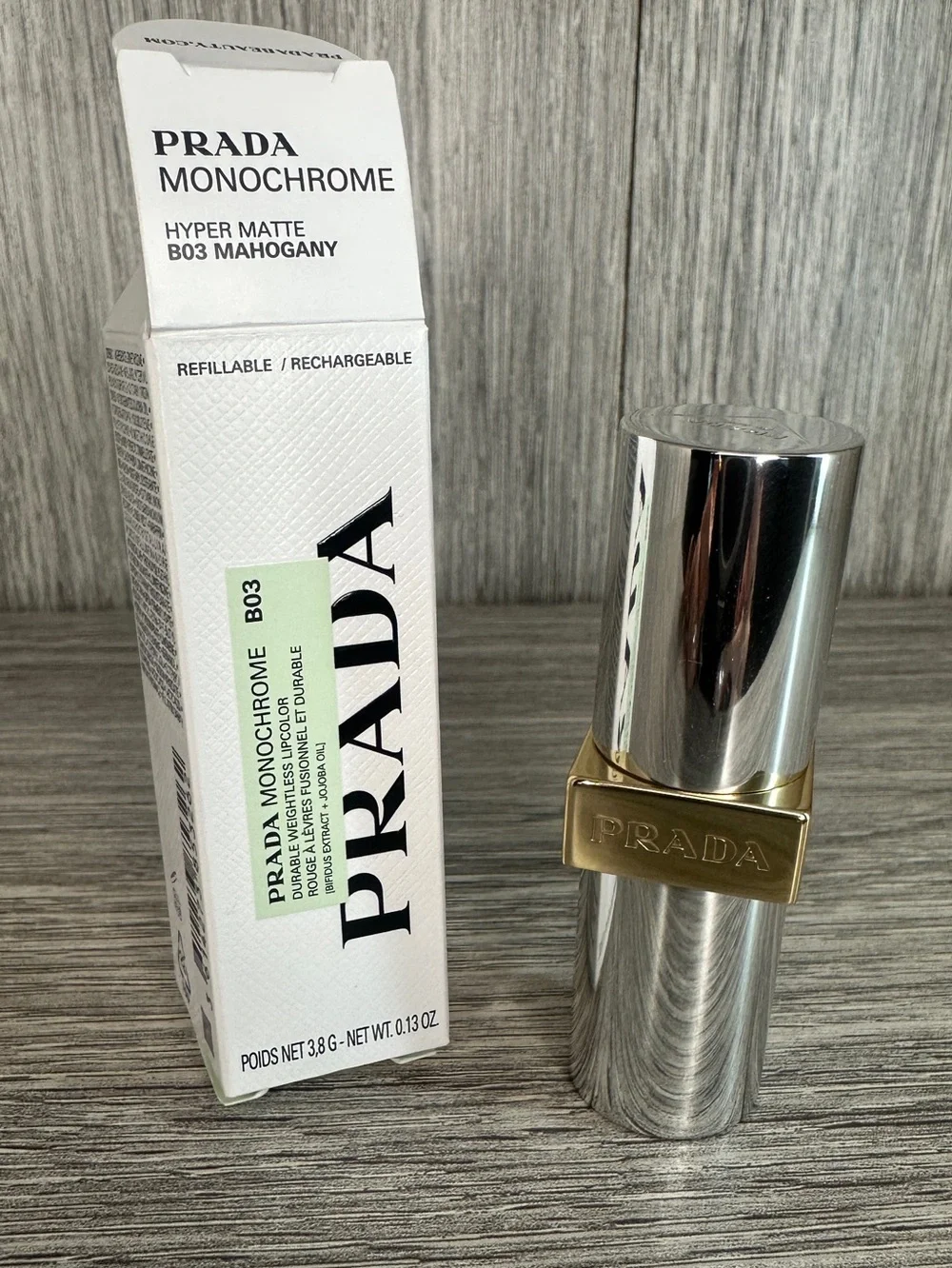 Prada Monochrome Hyper Matte Lipstick -B03 Mahogany
